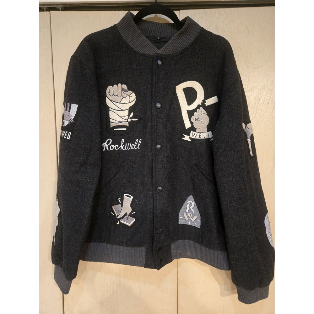 Rockwell Broken Fist Wool Varsity Jacket Parra Portugal Patch Streetwear L